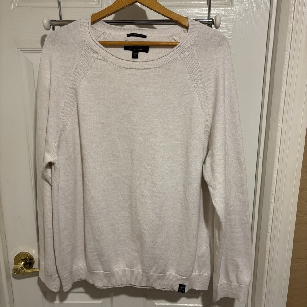 Lucky Brand Men's Off-White Sweater 100% Cotton Size Large Classic Casual